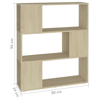 Book Cabinet Room Divider Sonoma Oak 80x24x94 cm Engineered Wood