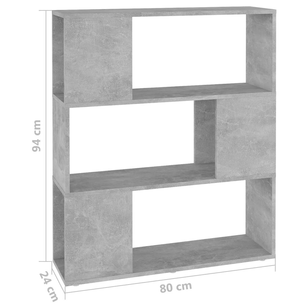 Book Cabinet Room Divider Concrete Grey 80x24x94 cm Engineered Wood