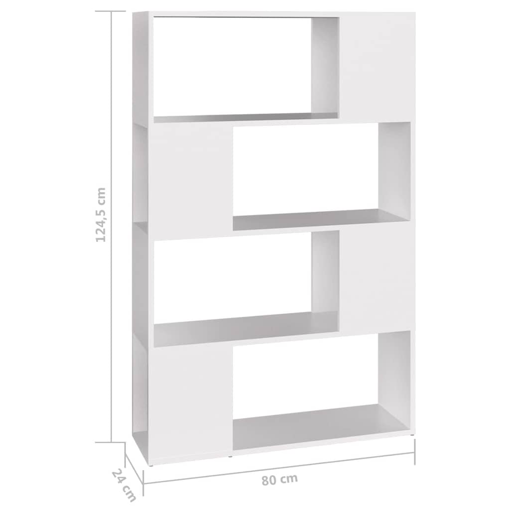 Book Cabinet Room Divider White 80x24x124.5 cm Engineered Wood