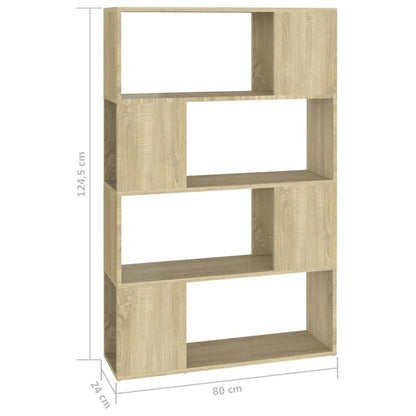 Book Cabinet Room Divider Sonoma Oak 80x24x124.5 cm Engineered Wood