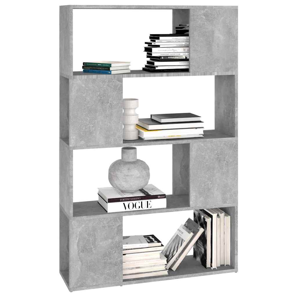 809138 vidaXL Book Cabinet Room Divider Concrete Grey 80x24x124,5cm Engineered Wood