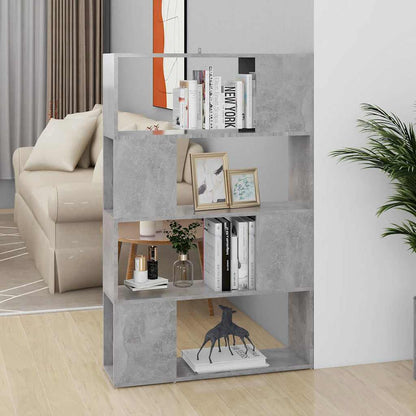 809138 vidaXL Book Cabinet Room Divider Concrete Grey 80x24x124,5cm Engineered Wood