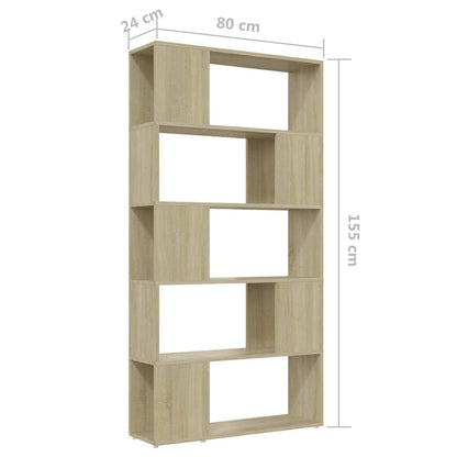 809146 vidaXL Book Cabinet Room Divider Sonoma Oak 80x24x155 cm Engineered Wood