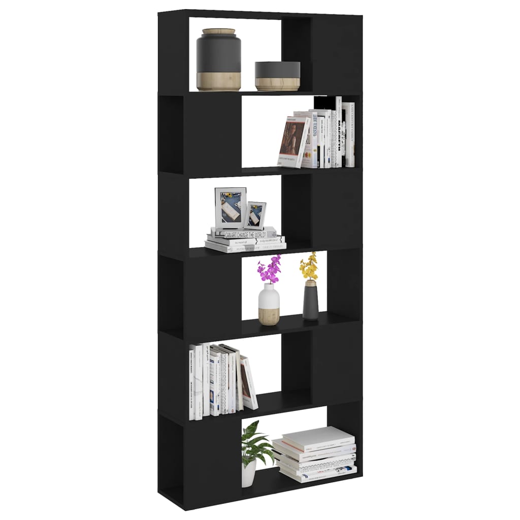 Book Cabinet Room Divider | Black | Engineered Wood | Large