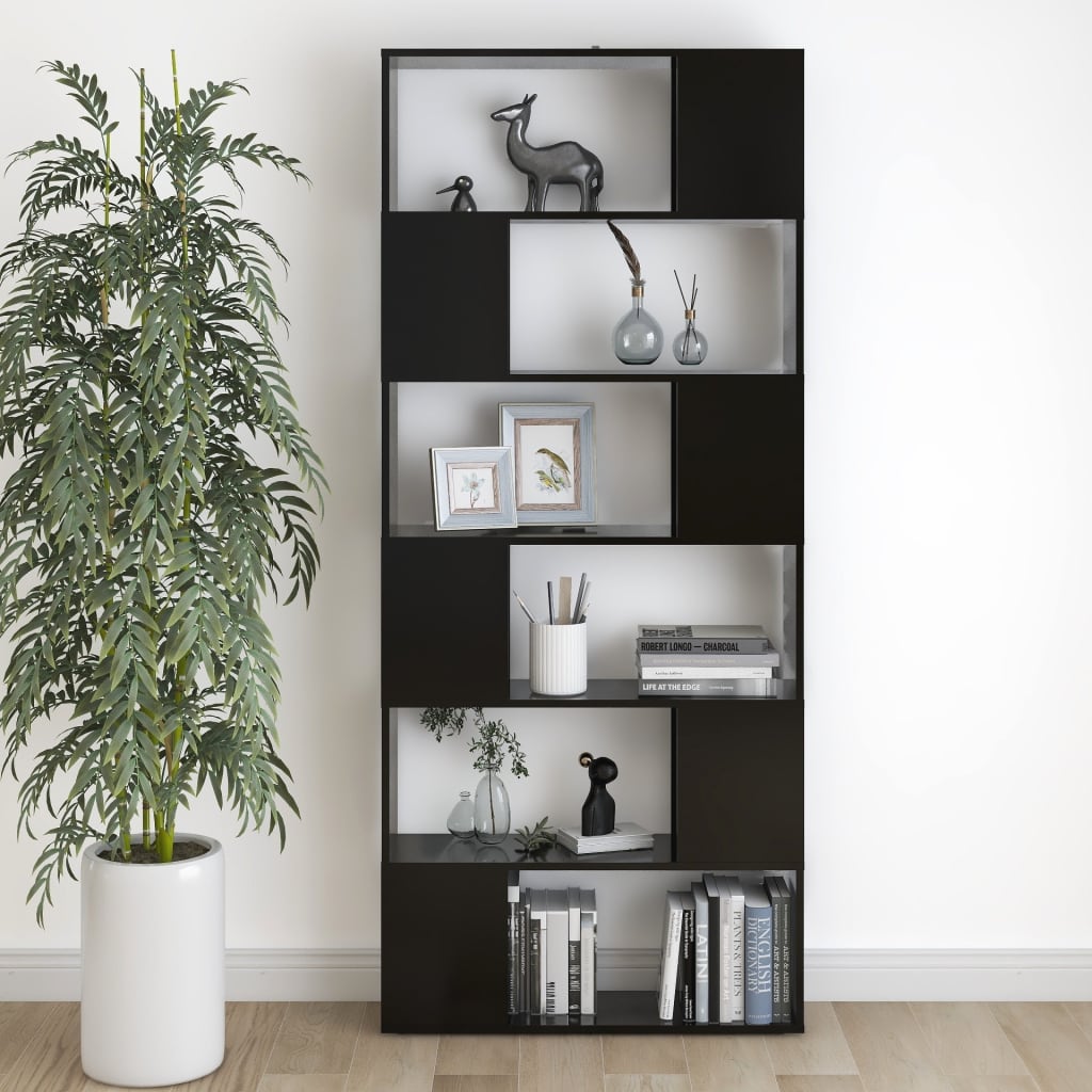 Book Cabinet Room Divider | Black | Engineered Wood | Large