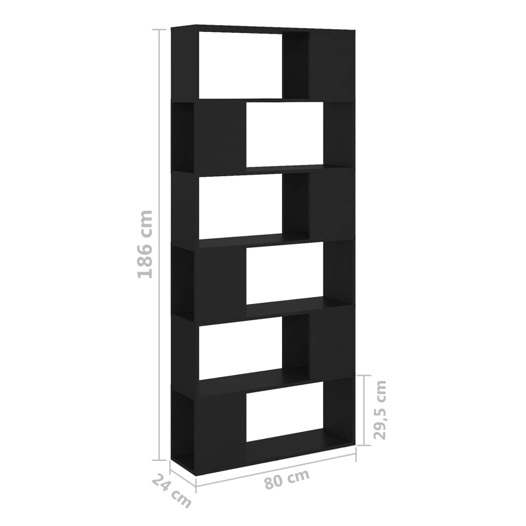 Book Cabinet Room Divider | Black | Engineered Wood | Large