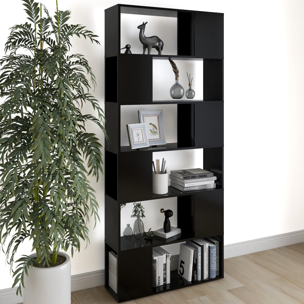 Book Cabinet Room Divider | Black | Engineered Wood | Large