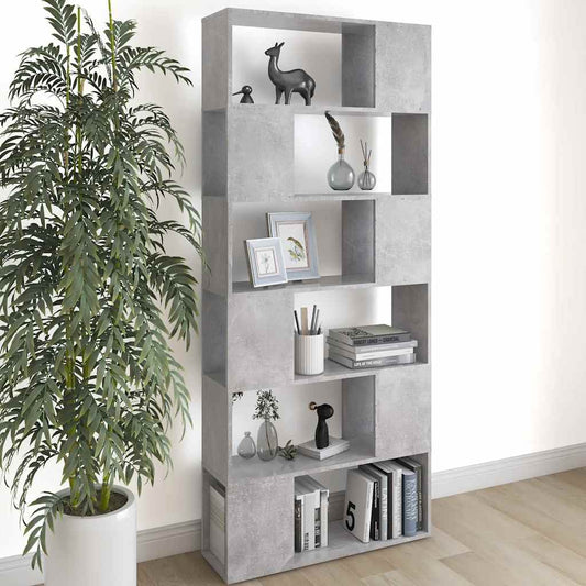 Book Cabinet Room Divider Concrete Grey 80x24x186 cm