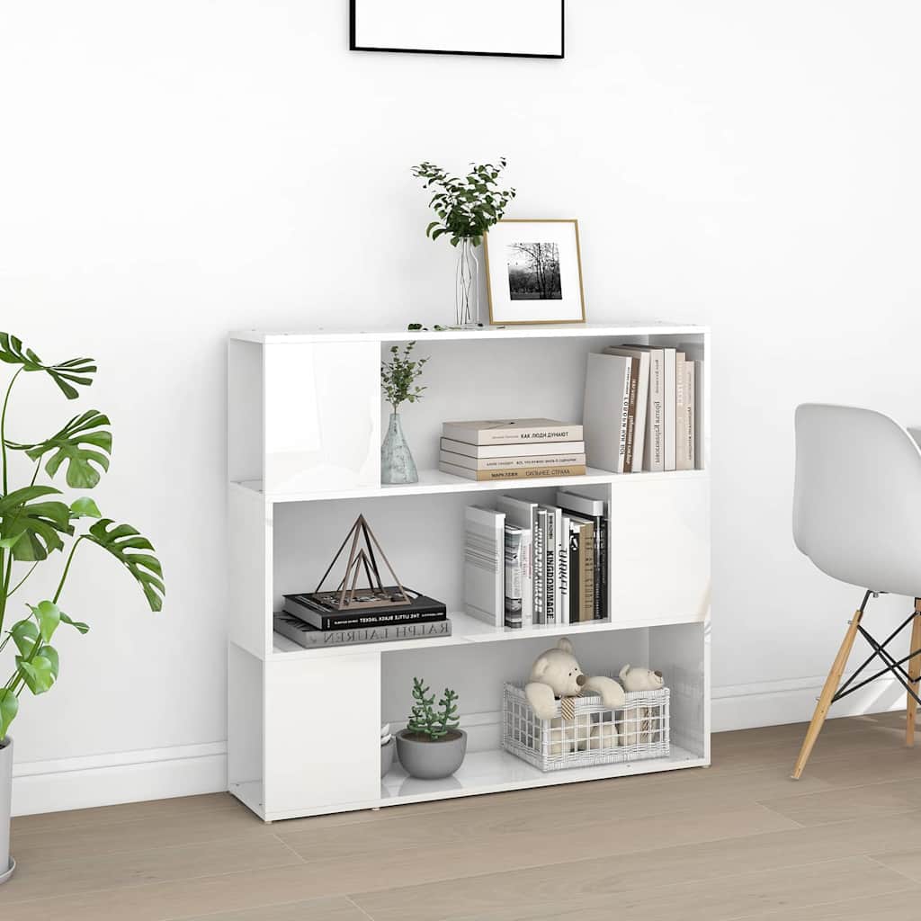 Book Cabinet Room Divider | High gloss white | Engineered wood