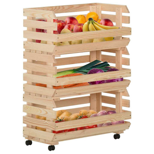 327326 vidaXL Vegetable Trolley 57x30x80 cm Solid Pinewood