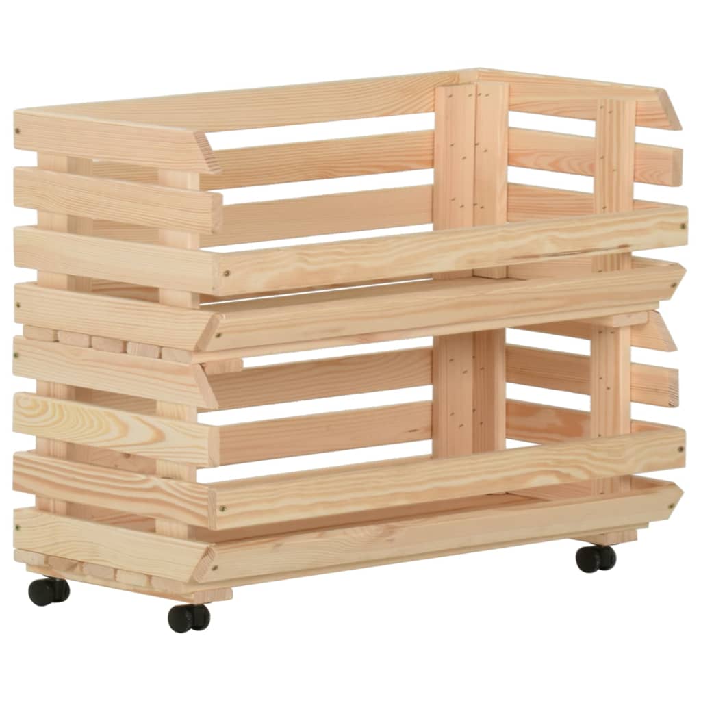 Vegetable Trolley 77x30x80 cm Solid Pinewood