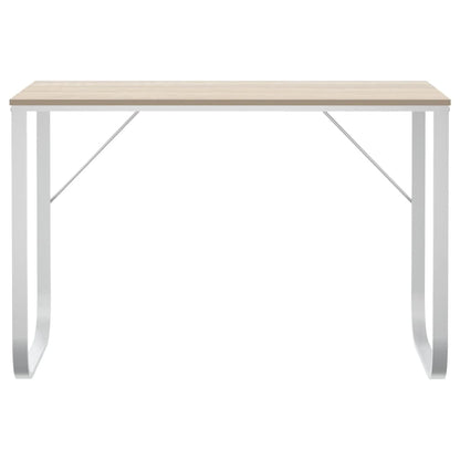 Computer Desk White and Oak 110x60x73 cm Engineered Wood