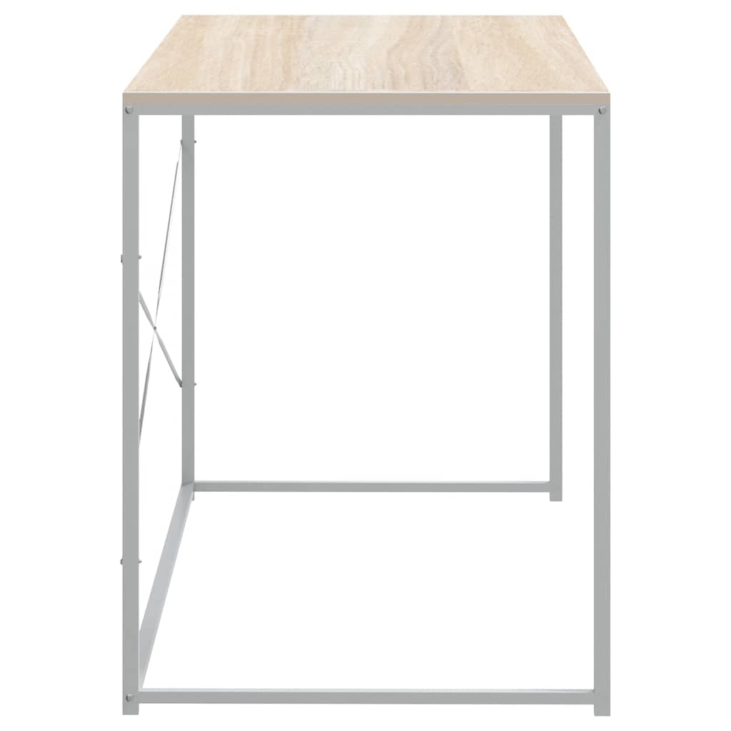 Computer Desk White and Oak 110x60x70 cm Engineered Wood