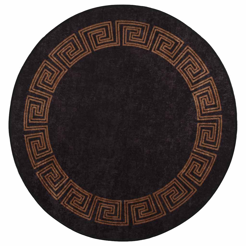Rug Washable φ120 cm Black and Gold
