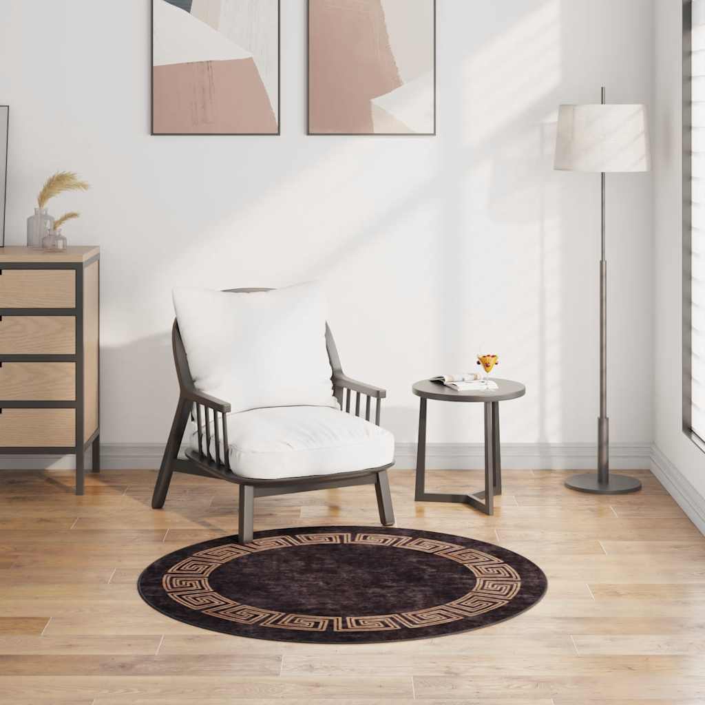 Rug Washable φ120 cm Black and Gold