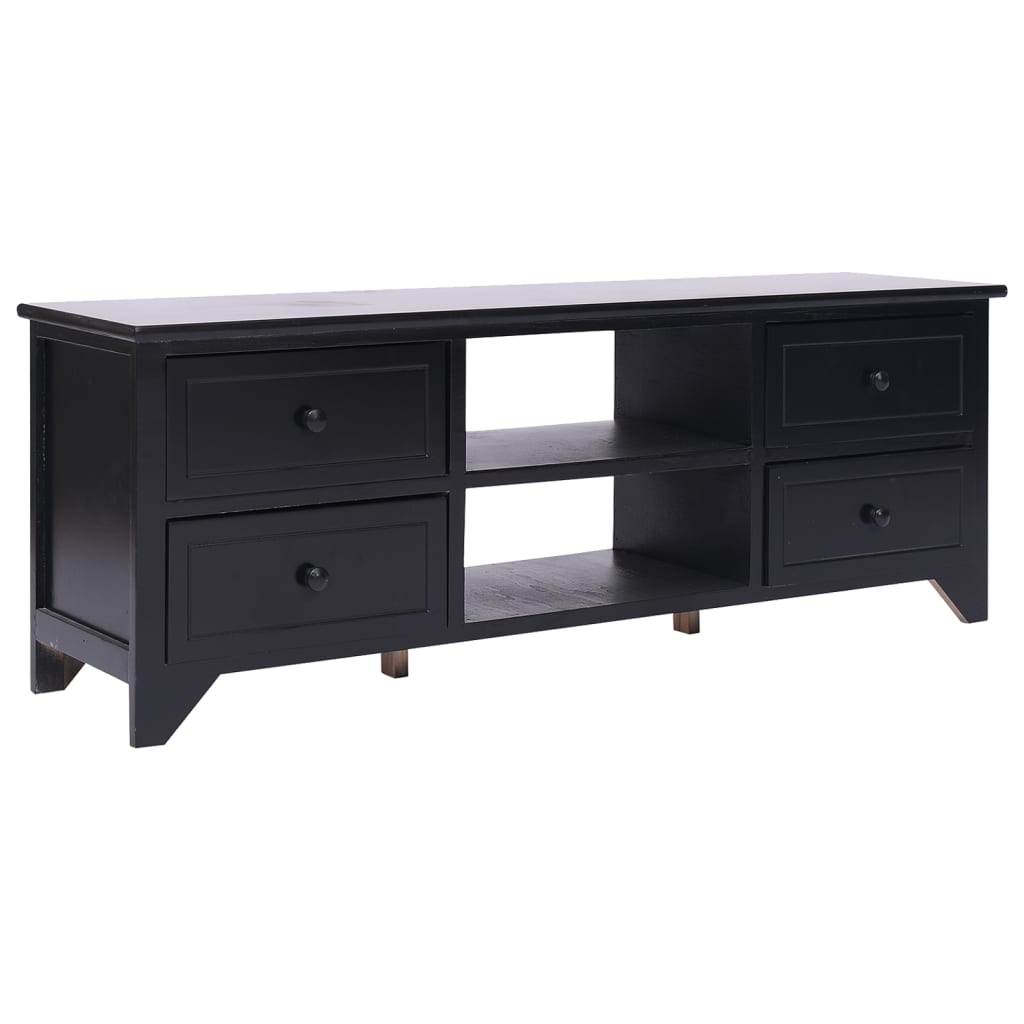 Tv Cabinet | Black | Solid Paulownia Wood, MDF | 108 x 30 x 40 cm