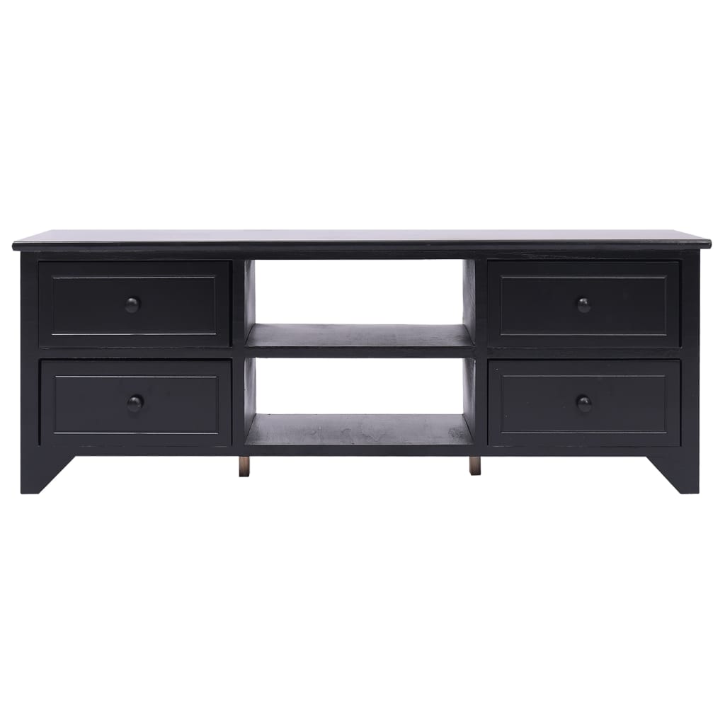 Tv Cabinet | Black | Solid Paulownia Wood, MDF | 108 x 30 x 40 cm
