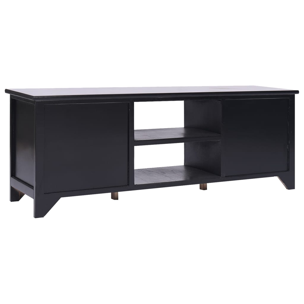 Tv Cabinet | Black | Solid Paulownia Wood, MDF | 108 x 30 x 40 cm