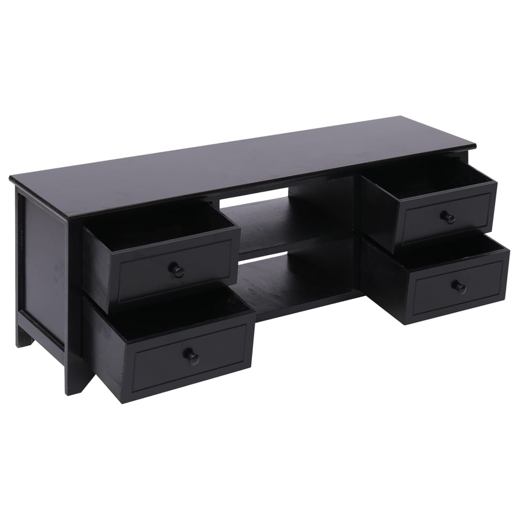 Tv Cabinet | Black | Solid Paulownia Wood, MDF | 108 x 30 x 40 cm