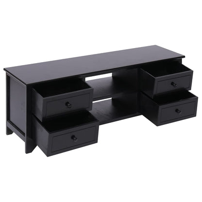 Tv Cabinet | Black | Solid Paulownia Wood, MDF | 108 x 30 x 40 cm