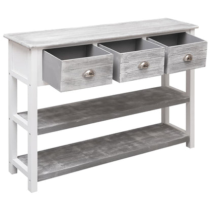 Sideboard Antique Grey 108x30x76 cm Solid Paulownia Wood