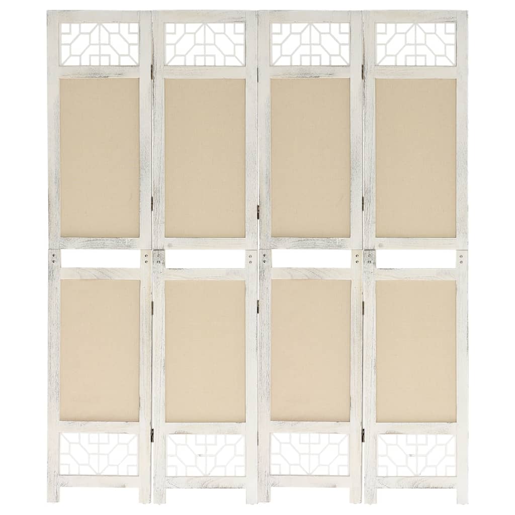 4-Panel Room Divider Cream 140x165 cm Fabric