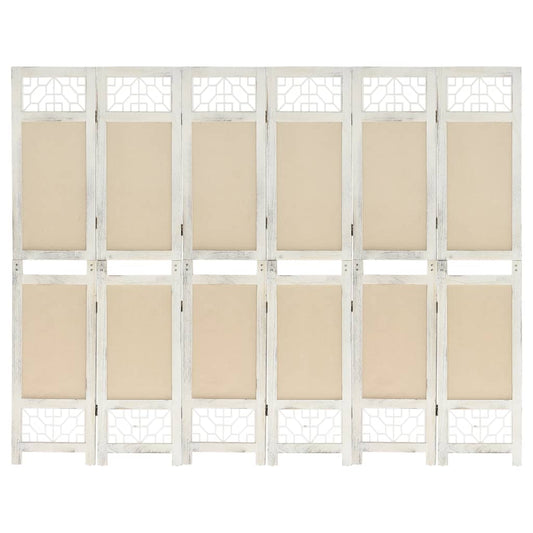 6-Panel Room Divider Cream 210x165 cm Fabric