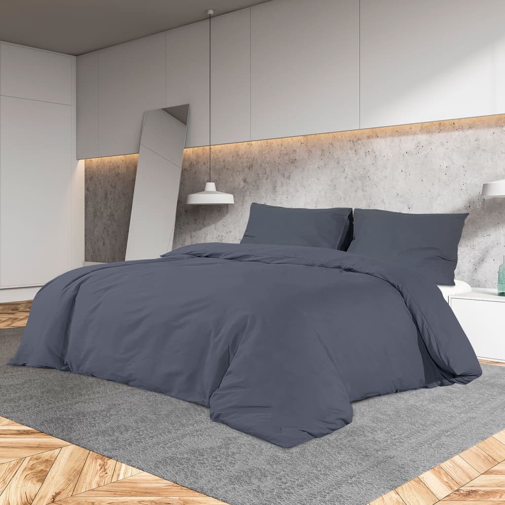 Duvet Cover Set Anthracite 220x240 cm Light-weight Microfiber