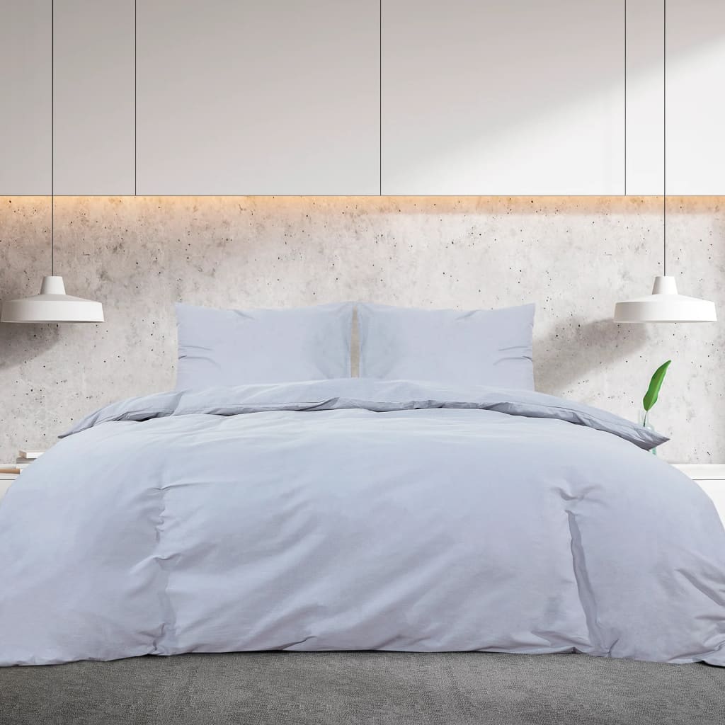 Duvet Cover Set Grey 260x240 cm Light-weight Microfiber