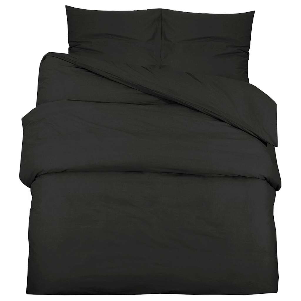 Duvet Cover Set Black 240x220 cm Light-weight Microfiber