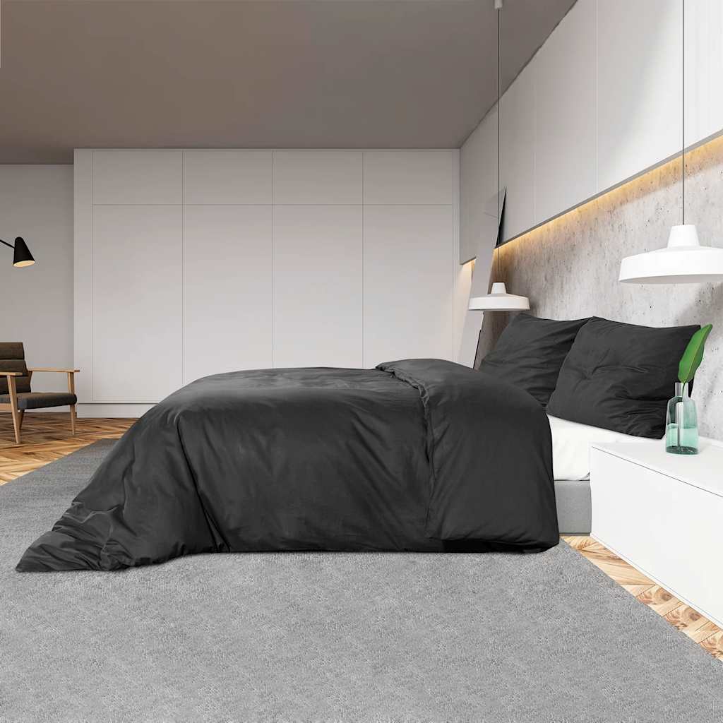 Duvet Cover Set Black 240x220 cm Light-weight Microfiber