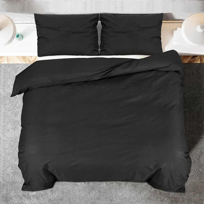 Duvet Cover Set Black 240x220 cm Light-weight Microfiber