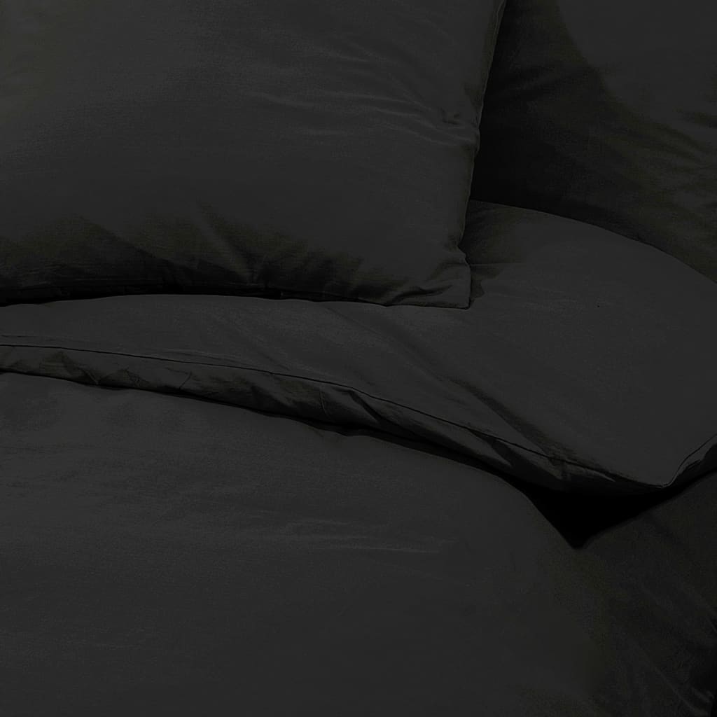 Duvet Cover Set Black 220x240 cm Light-weight Microfiber