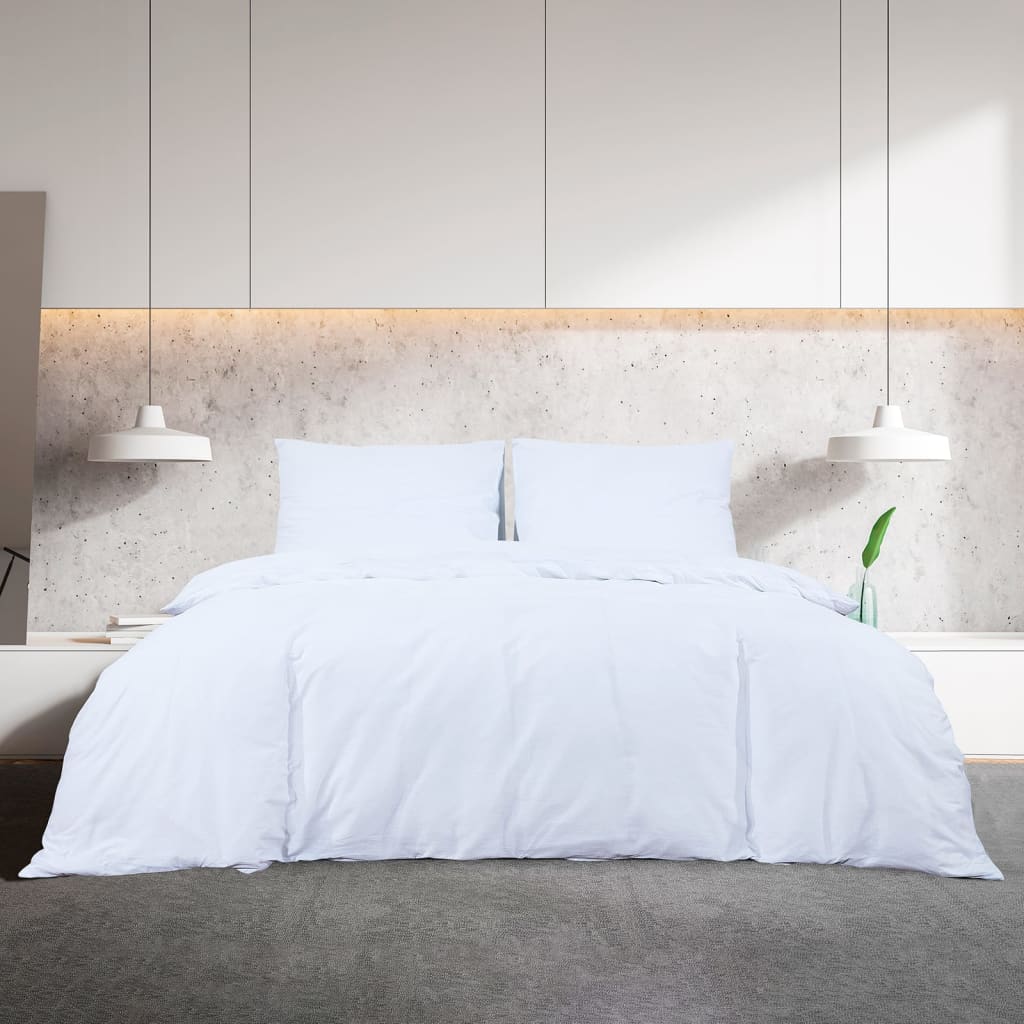 Duvet Cover Set White 155x220 cm Light-weight Microfiber