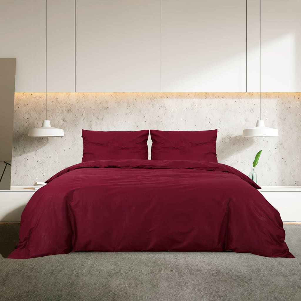 Duvet Cover Set Bordeaux 225x220 cm Light-weight Microfiber