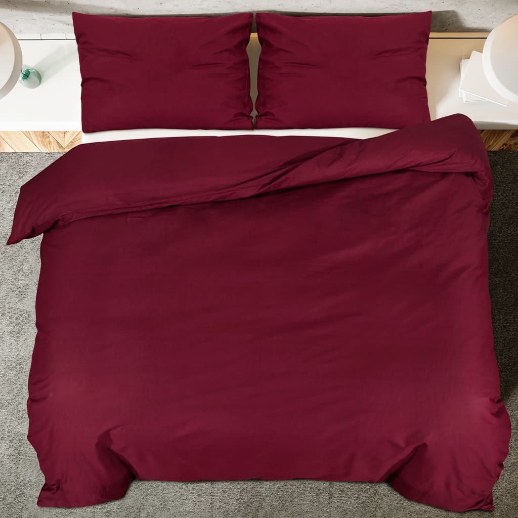 Duvet Cover Set Bordeaux 225x220 cm Light-weight Microfiber