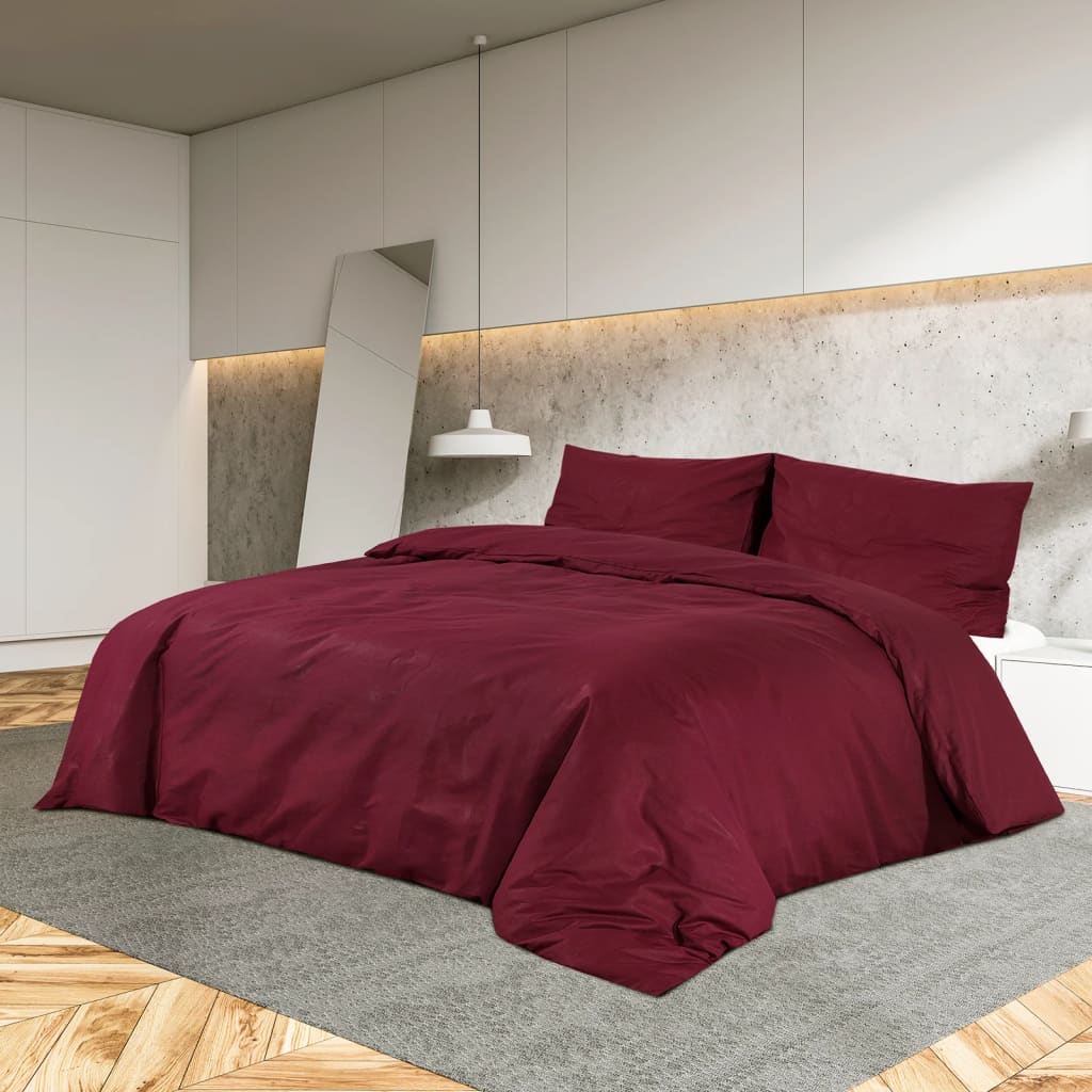 Duvet Cover Set Bordeaux 225x220 cm Light-weight Microfiber
