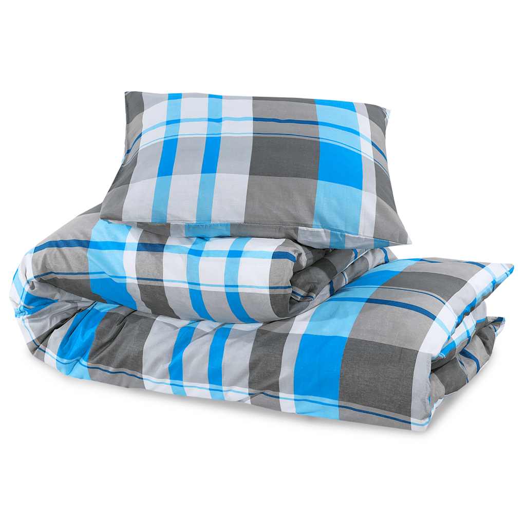 Duvet Cover Set Blue and Grey 135x200 cm Cotton