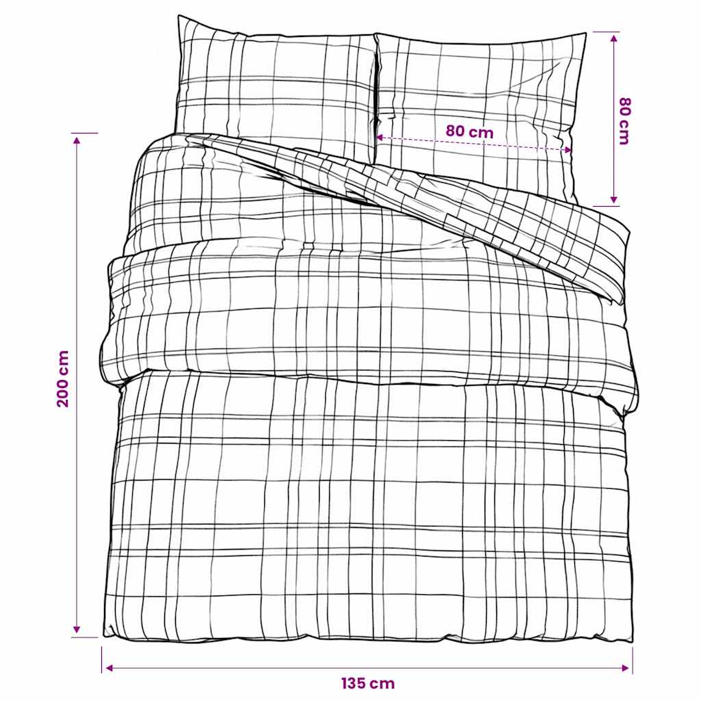 Duvet Cover Set Blue and Grey 135x200 cm Cotton