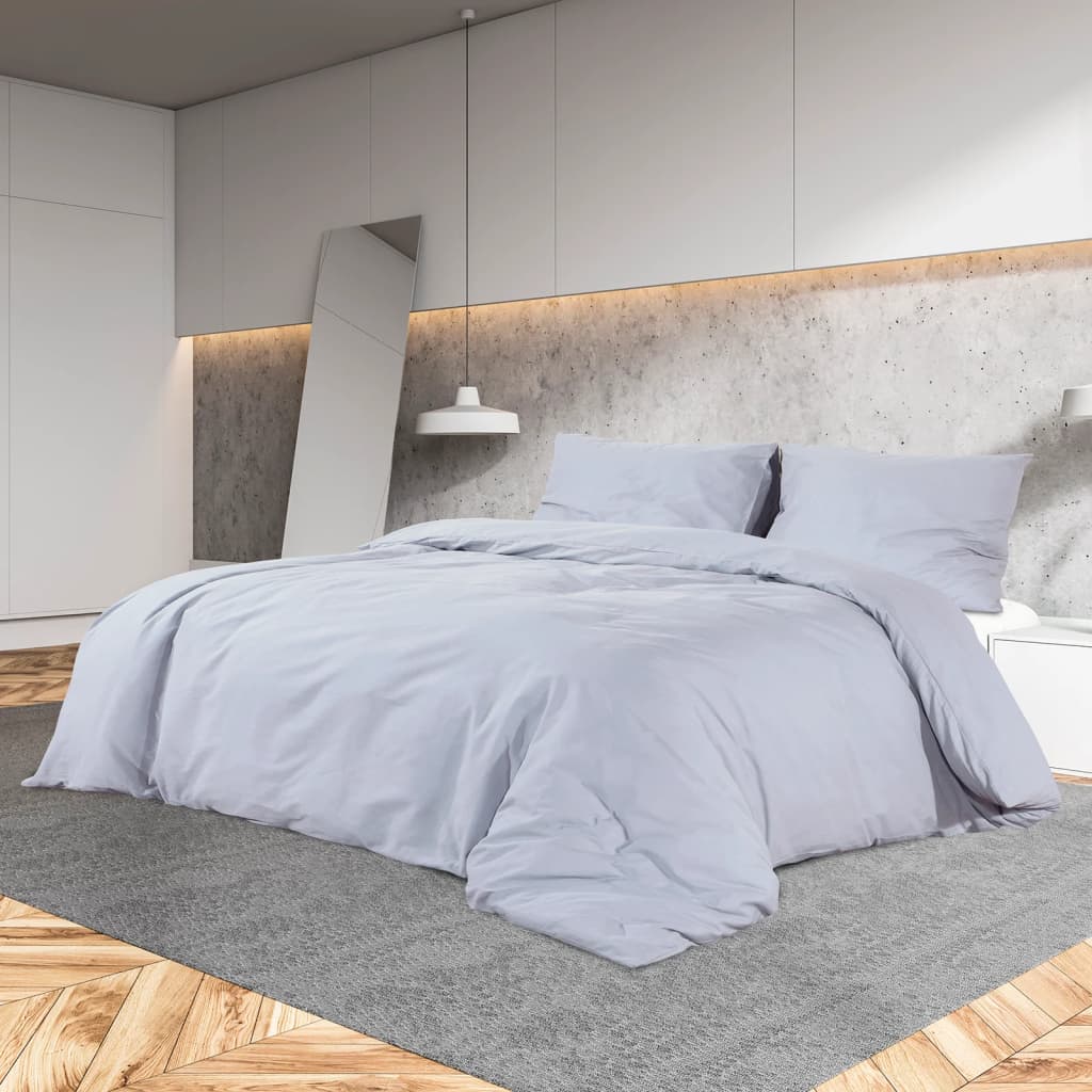 Duvet Cover Set Grey 140x200 cm Cotton