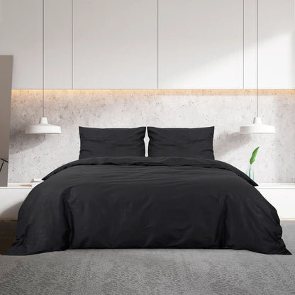 Duvet Cover Set Black 200x220 cm Cotton