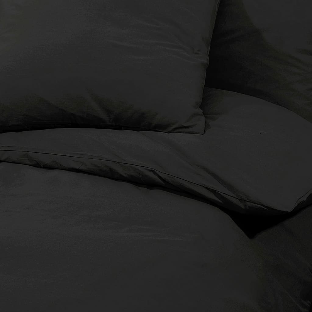 Duvet Cover Set Black 200x220 cm Cotton