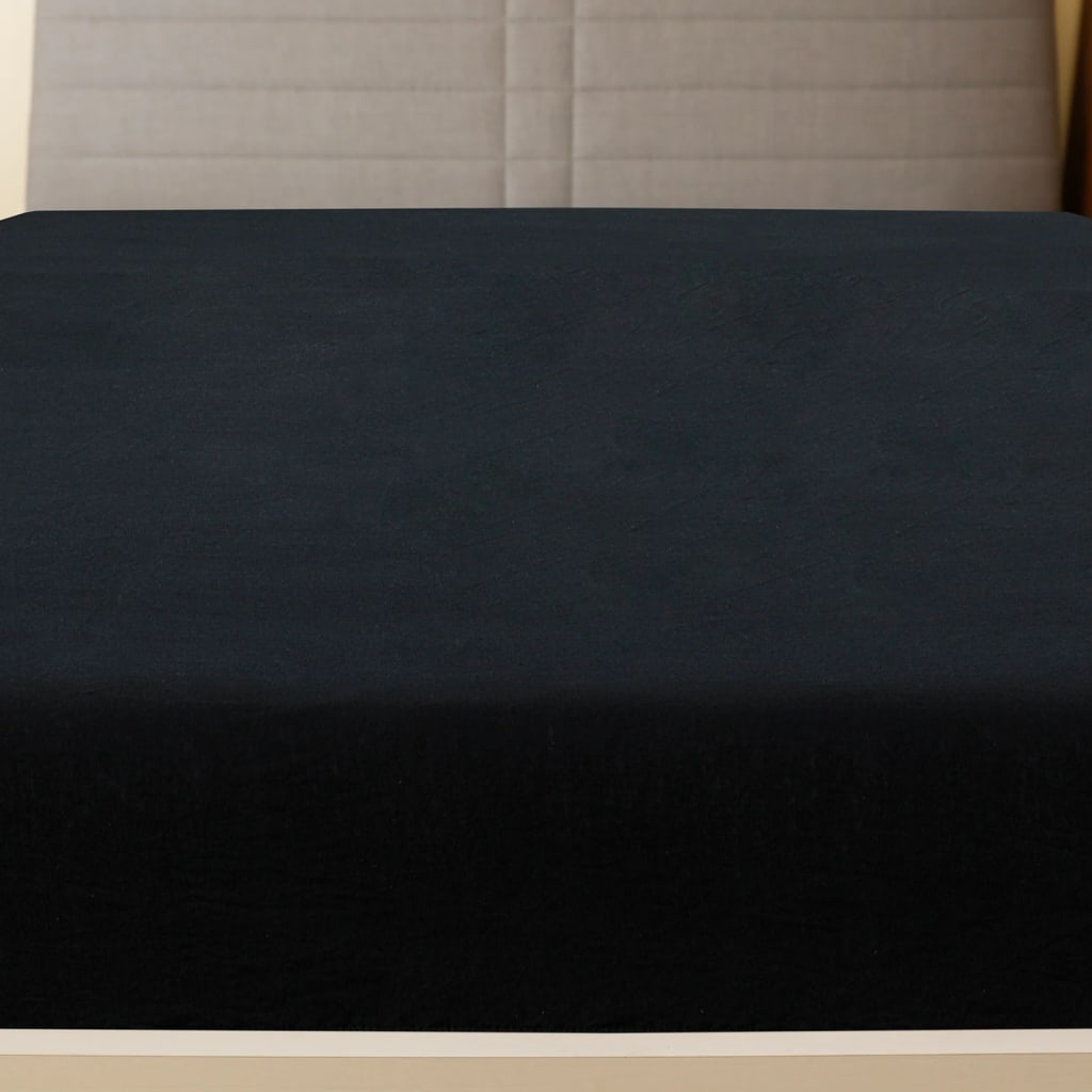 Jersey Fitted Sheet Black 180x200 cm Cotton