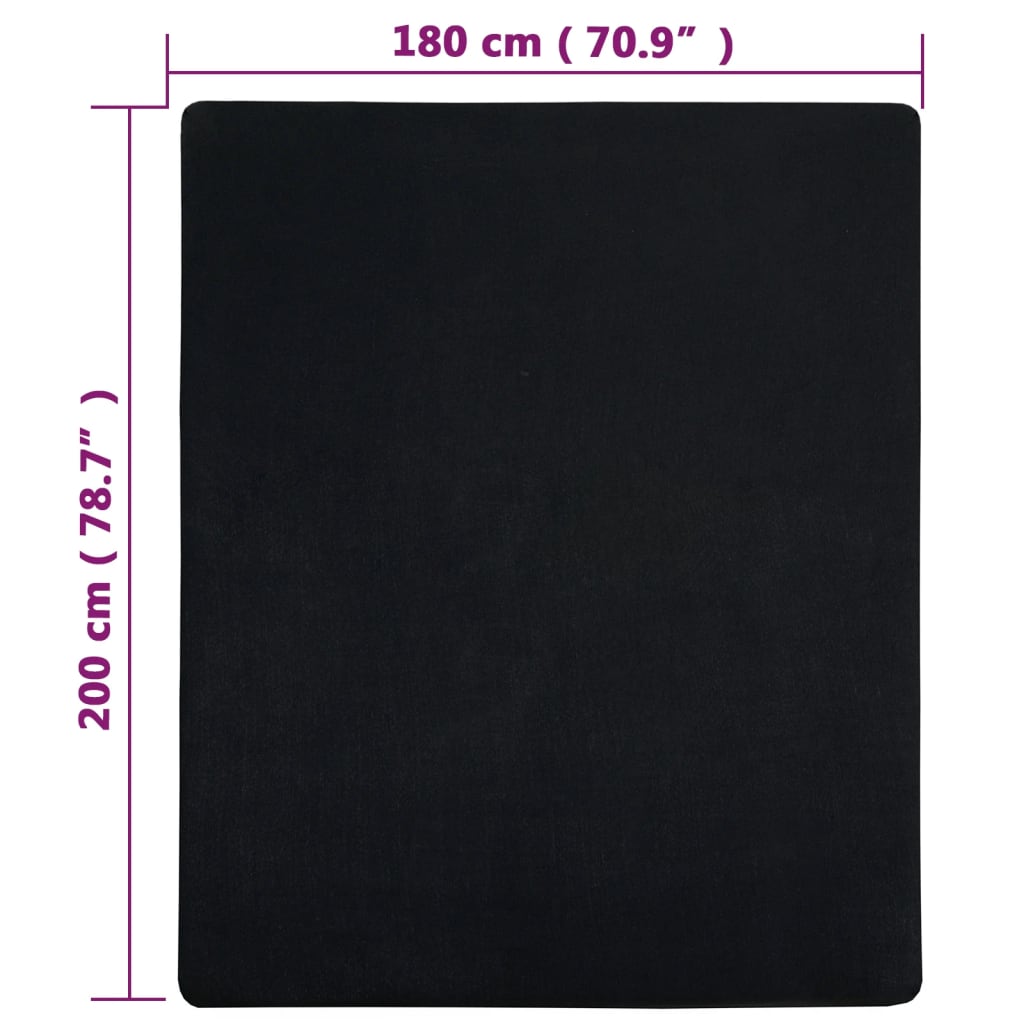 Jersey Fitted Sheet Black 180x200 cm Cotton