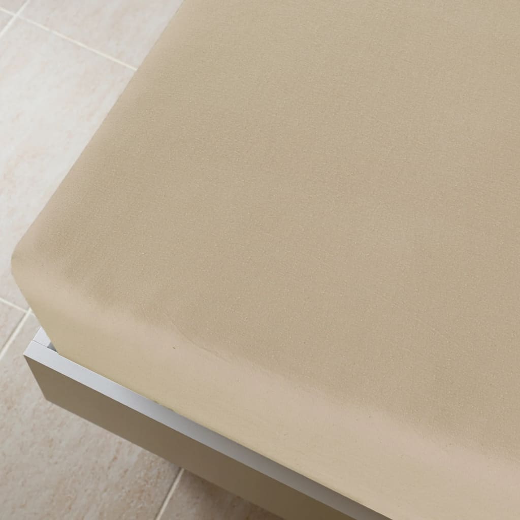 Jersey Fitted Sheet Taupe 180x200 cm Cotton