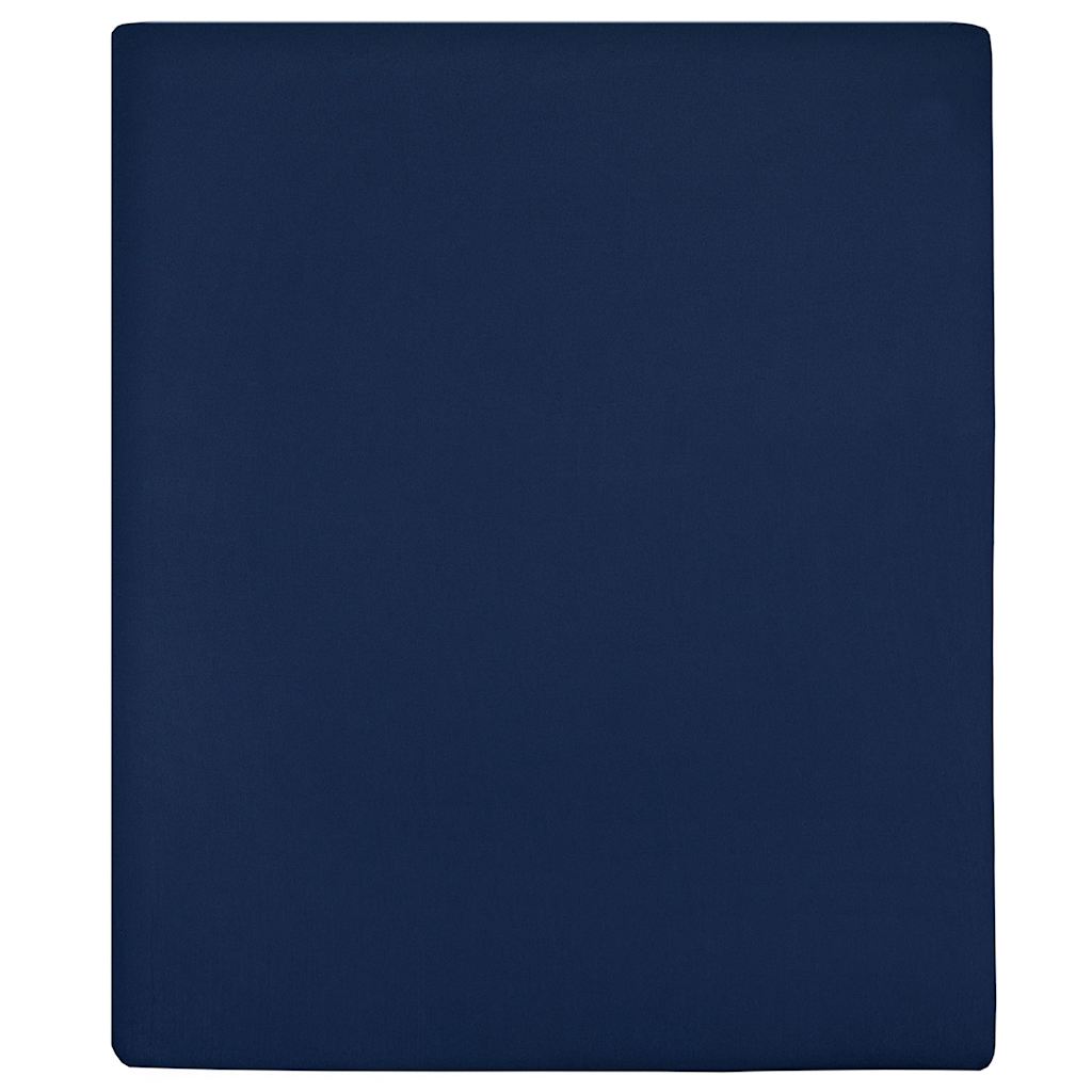 Jersey Fitted Sheets 2 pcs Navy Blue 100x200 cm Cotton