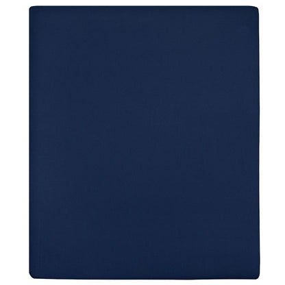 Jersey Fitted Sheets 2 pcs Navy Blue 100x200 cm Cotton