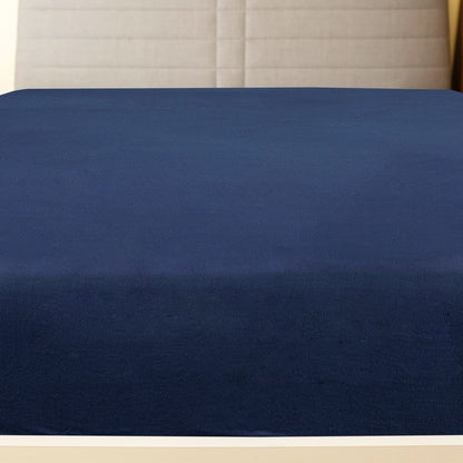 Jersey Fitted Sheet Navy Blue 140x200 cm Cotton
