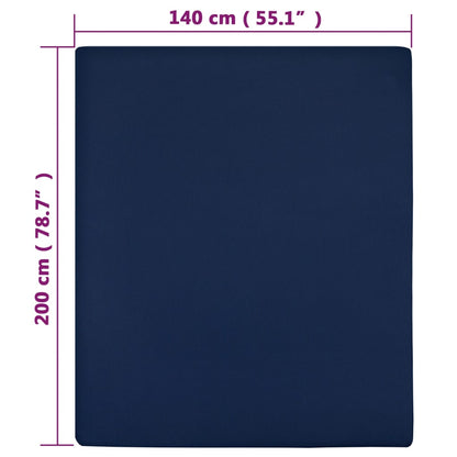 Jersey Fitted Sheet Navy Blue 140x200 cm Cotton