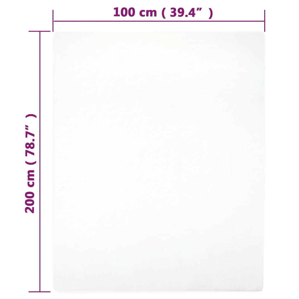 Jersey Fitted Sheet White 100x200 cm Cotton